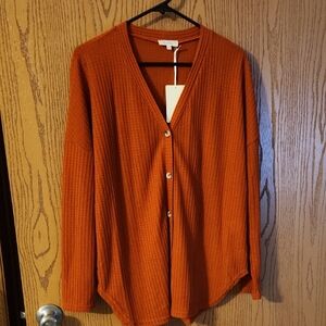 Rust Button-Up Cardigan By La Miel.